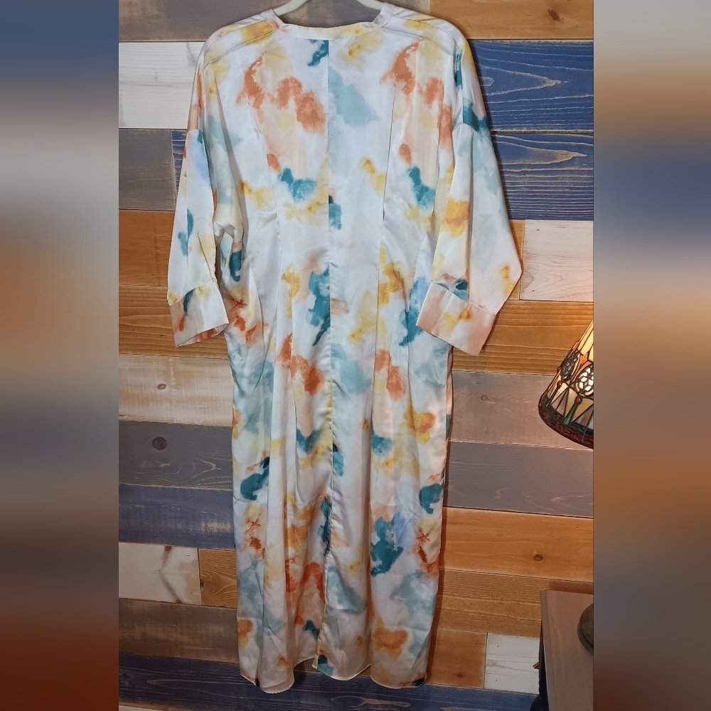 Satin Swinsuit Cover Up. Zapelle 14 Watercolors - Picture 4 of 5